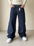 Jeans Denim Denim PicoWear Low Waist Printed Baggy Fit BootCut Vintage Y2K Uomo (XS) - indossata fronte