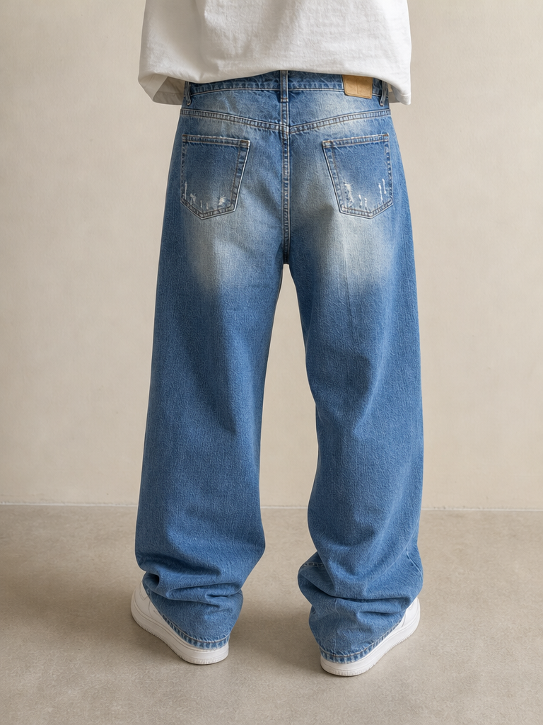 Denim Jeans Baggy Fit Washed Vintage Y2K (M) - indossata retro