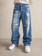 Denim Jeans Baggy Fit Washed Vintage Y2K (M) - indossata fronte