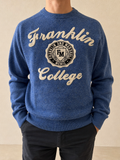 Franklin & Marshall Felpa Sweater Maglioncino Franklin College Embroidered Vintage Y2K (S) - indossata fronte
