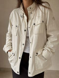Giacca Giubbino Estivo North Sails con Tasconi Panna Vintage Y2K Donna (XL) - indossata fronte
