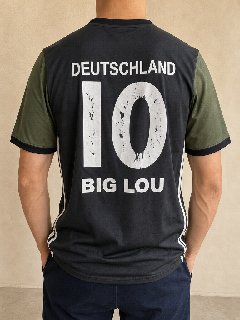 T-Shirt Adidas Deutsche - Germania Mondiali - Football 90s 2000s American Style Vintage Y2K Uomo (M) - indossata retro