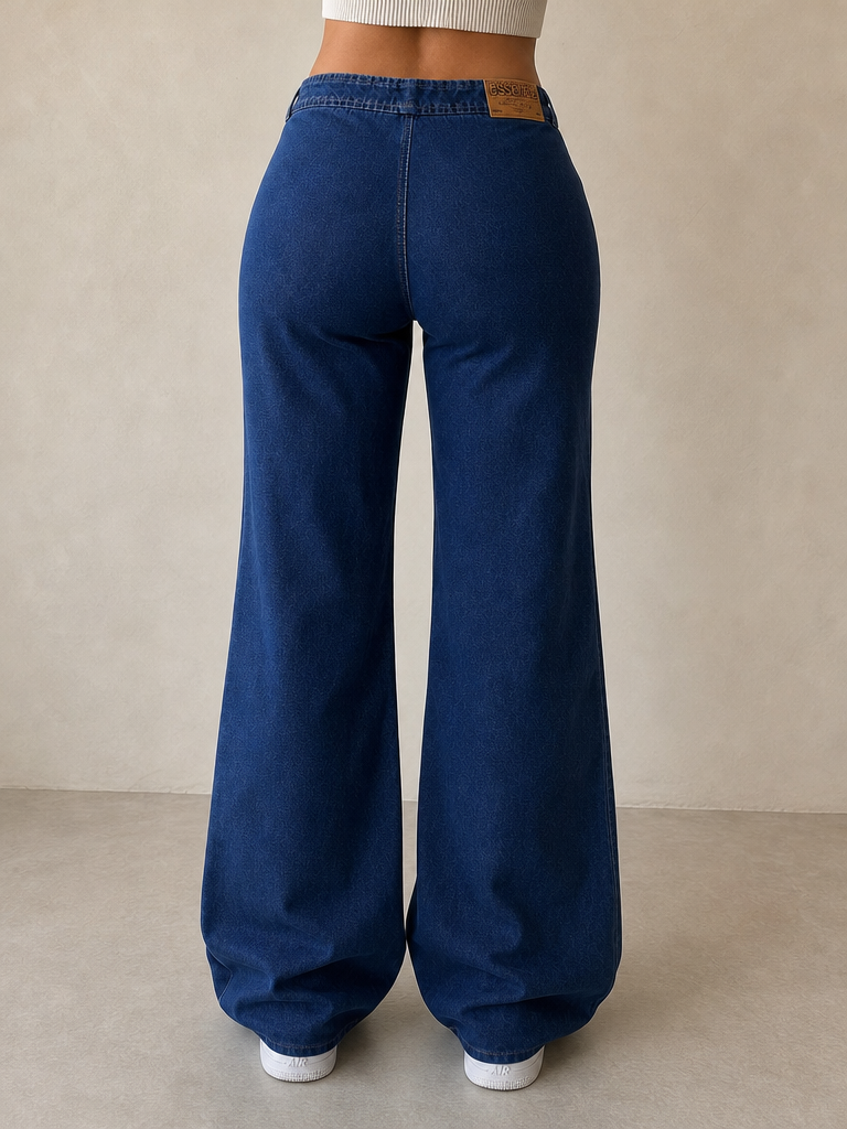 Denim Jeans Dark Blue Bootcut Fit Baggy Vintage Y2K Donna (S) - indossata retro
