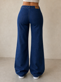 Denim Jeans Dark Blue Bootcut Fit Baggy Vintage Y2K Donna (S) - indossata retro
