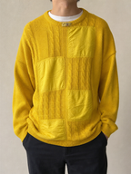 Airball Maglione Giallo con Toppe Vintage Y2K (L) — vista frontale indossata