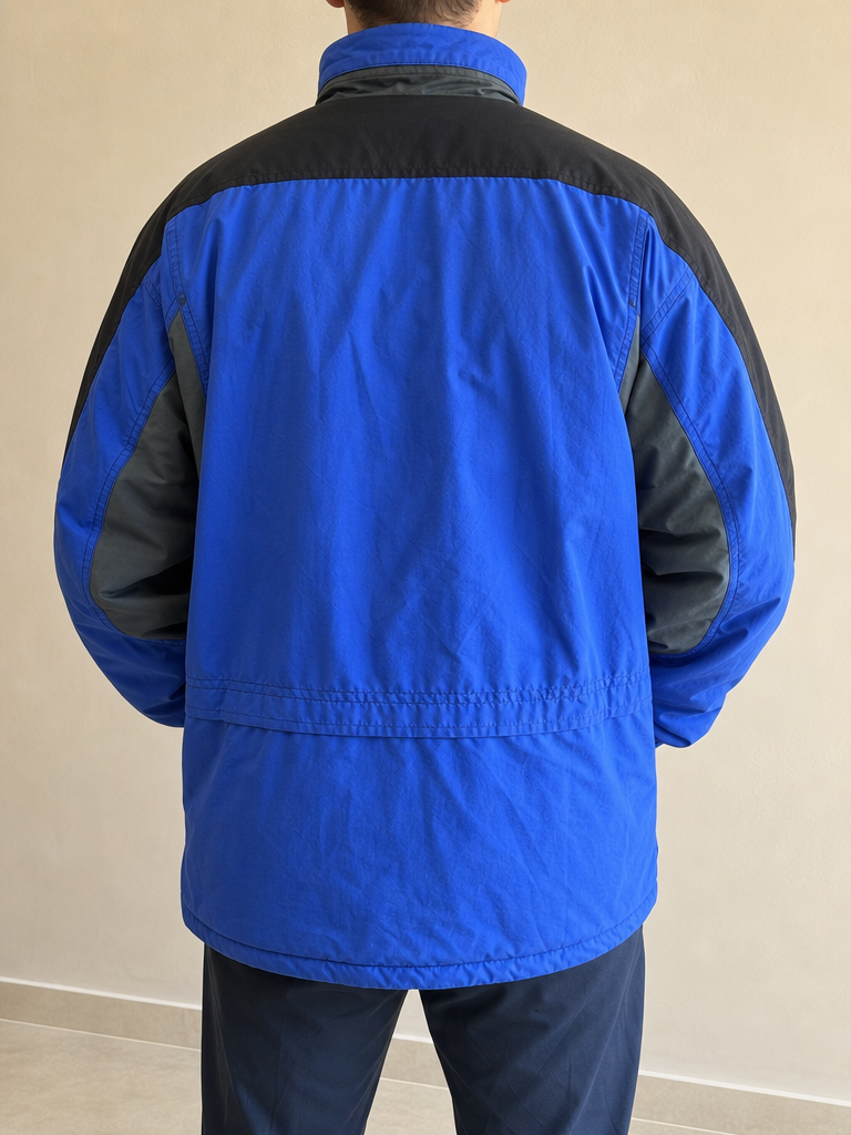 Giacca Giubbino Ellesse Blu Elettrico / Grigio Anni '80 Vintage Y2K Uomo (XXL) - indossata retro