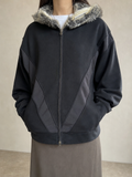Felpa Giubbino con Pelliccia Double Japan Style Vintage Y2K - indossata fronte