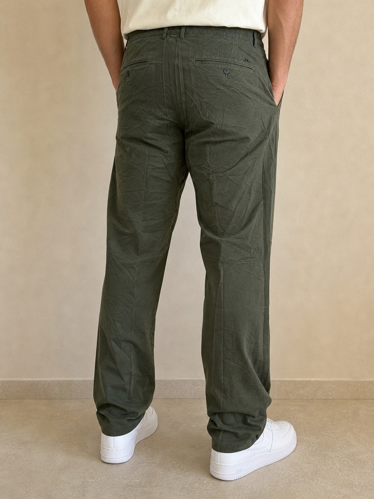 Pantaloni Pantalone in Cotone J.Lindeberg Verde Bosco Vintage Y2K Uomo (XXL) - indossata retro