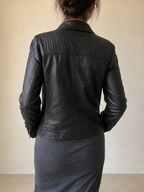 Giacca biker Dorothy Perkins nera Vintage Y2K donna - indossata retro