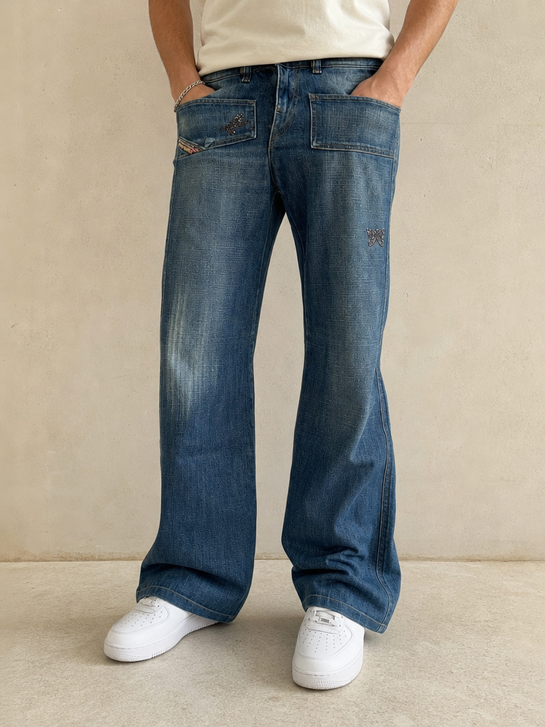 Jeans Diesel Embroidered Vintage Y2K Uomo (S) - indossata fronte