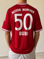 Adidas T-Shirt Bayern Monaco "Bubi 50" Football 90s 2000s American Style Vintage Y2K Uomo (XXL) — vista posteriore indossata