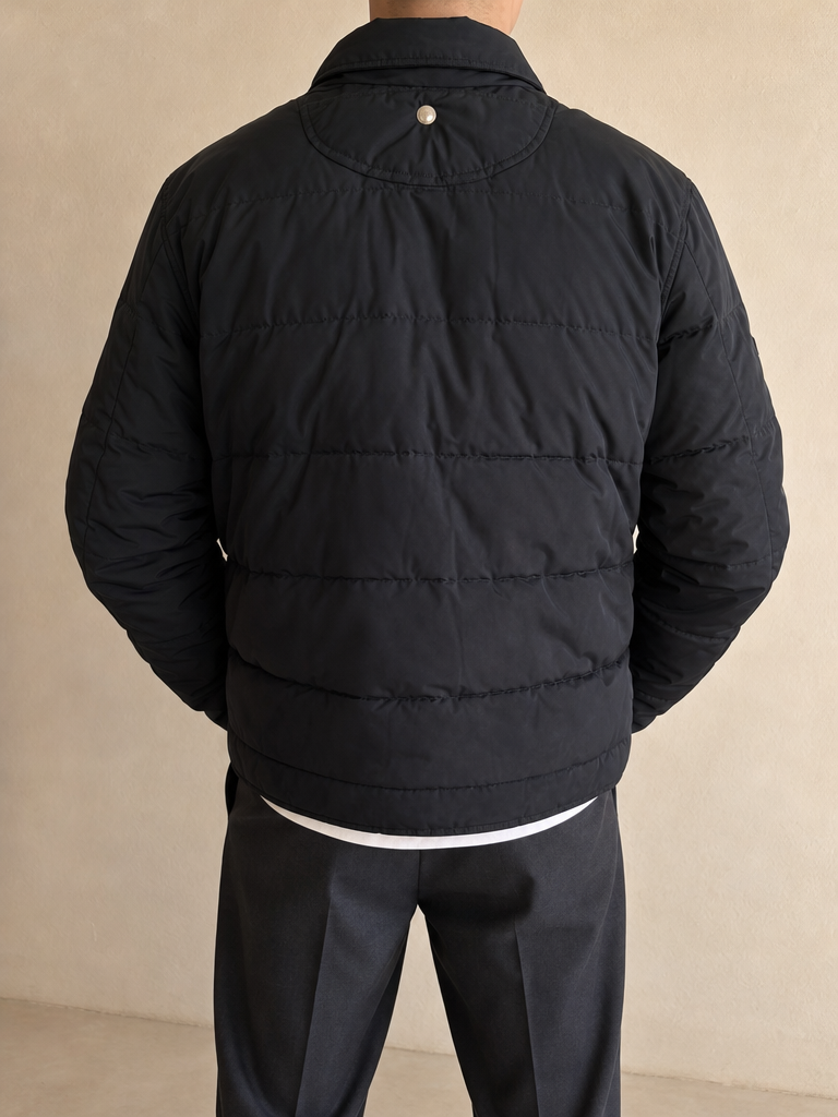 Giacca Bomber Giubbotto Nero Bomb Boogie 90s 2000s American Style Hip Hop Rave Vintage Y2K (M) - indossata retro