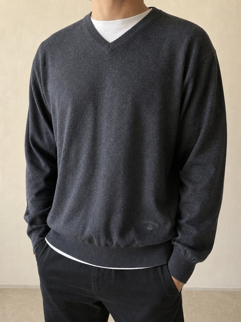 Maglione Sweater Navigare - Maglioncino con Ricamo Vintage Y2K Uomo (XXL) - indossata fronte