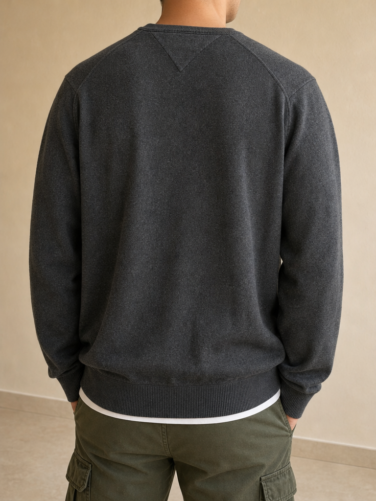 Maglione Tommy Hilfiger Grigio Cashmere Vintage Y2K Uomo (L) - indossata retro
