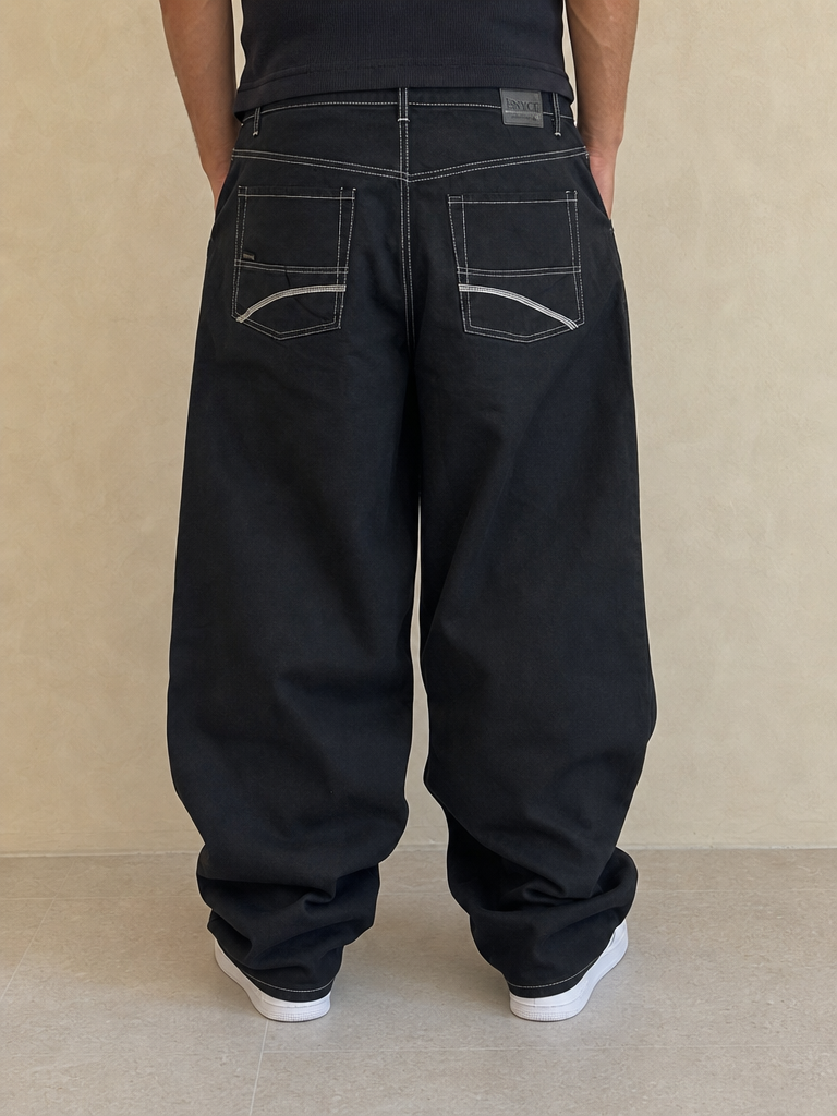 Jeans Denim Denim Pants Enyce Super Baggy Fit Vintage Y2K Uomo (XXL) - indossata retro