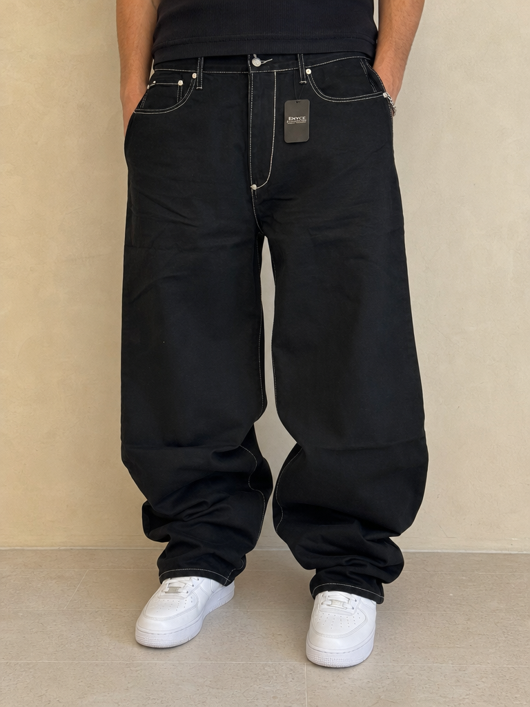 Jeans Denim Denim Pants Enyce Super Baggy Fit Vintage Y2K Uomo (XXL) - indossata fronte