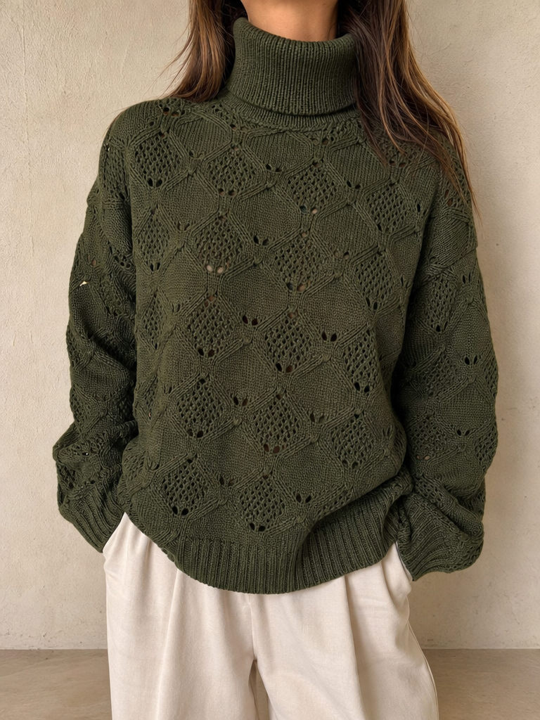 Maglione Lupetto Collo Alto Vintage Y2K Donna (XL) - indossata fronte