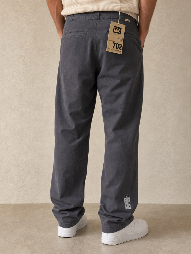 Pantaloni Lee Pants Baggy Fit Cotton Grey Vintage Y2K Uomo (L) - indossata retro