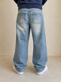 Denim Jeans Baggy Fit Light Wash Vintage Y2K Uomo (S) - indossata retro