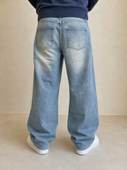 Denim Jeans Baggy Fit Light Wash Vintage Y2K Uomo (S) - indossata retro