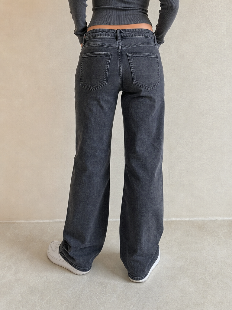 Denim Jeans BootCut H&M Simple Black / Grey Vintage Y2K Donna (XS) - indossata retro