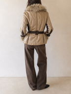 Giacca imbottita BRU MODE PARIS cintura e pelliccia Vintage Y2K (S) - indossata retro