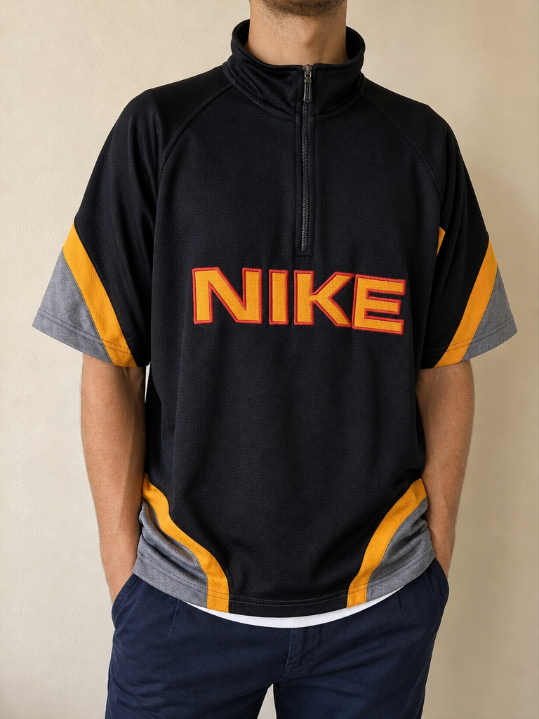 Nike Maglia Sportiva Mezza Zip Vintage Y2K Uomo - indossata fronte