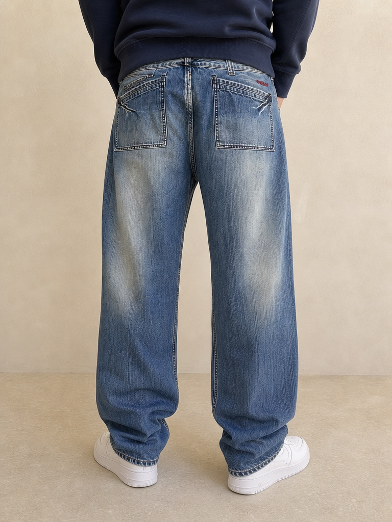Denim Jeans Replay Washed Baggy Fit Vintage Y2K Uomo (XXL) - indossata retro