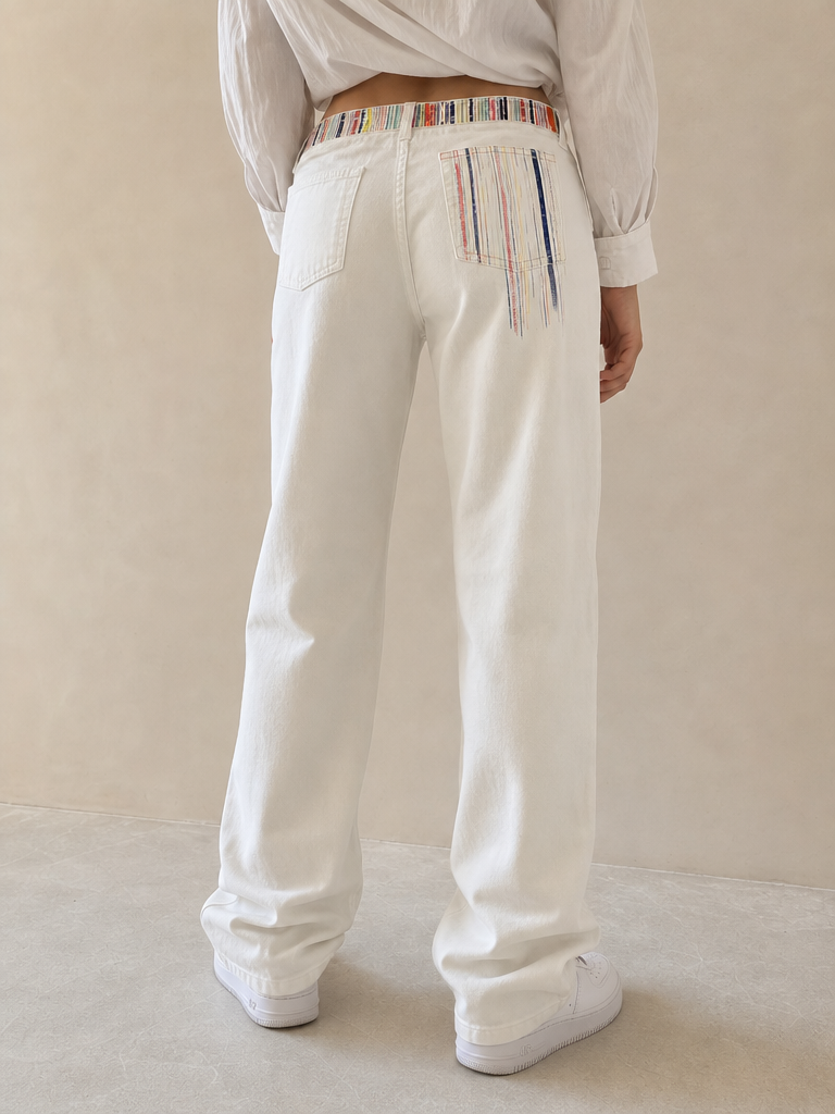 Jeans Denim Denim Printed Particular Vintage Y2K Donna (XS) - indossata retro