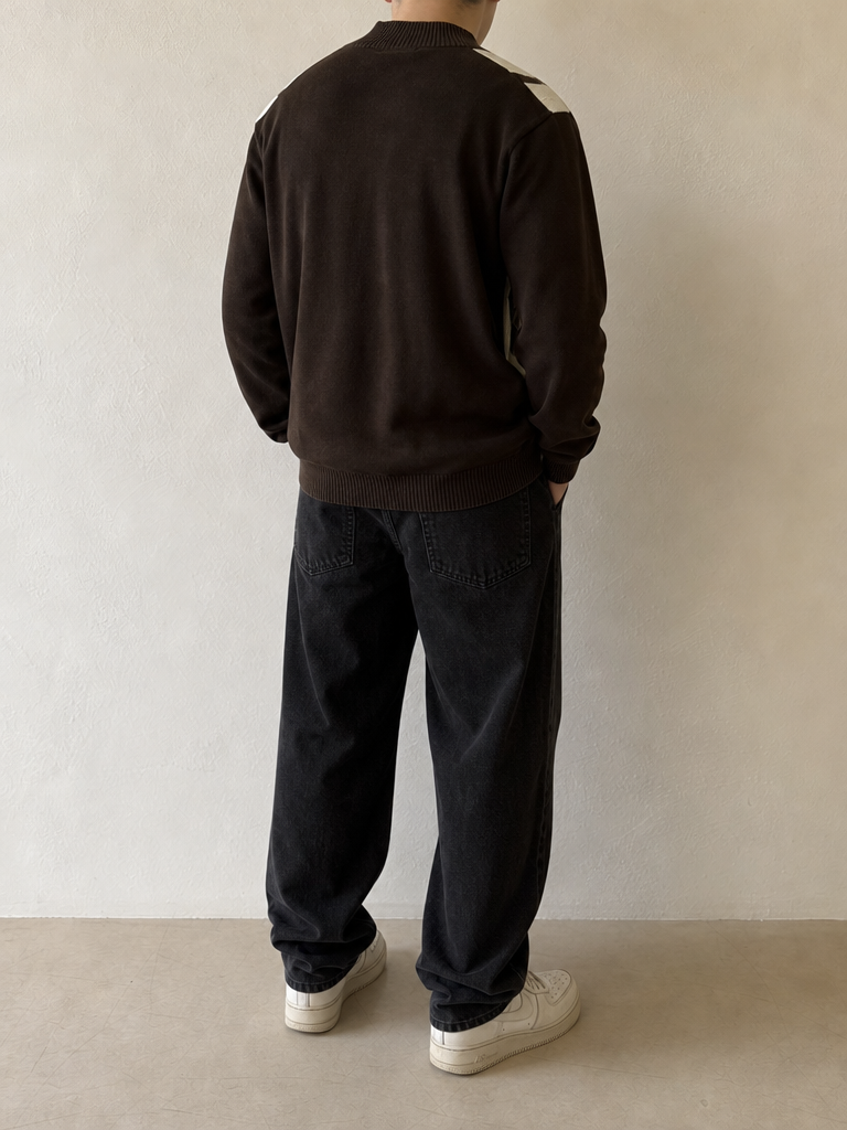 Maglieria Maglioncino Zip Lacoste a Scacchi Vintage Y2K Uomo (XXL) - indossata retro