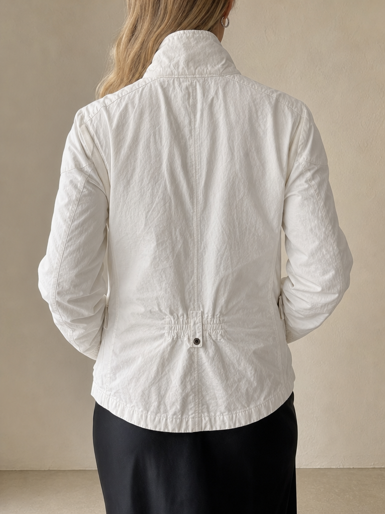 Giacca Moncler Vintage Y2K Bianca Zip Collo Alto (L) - indossata retro