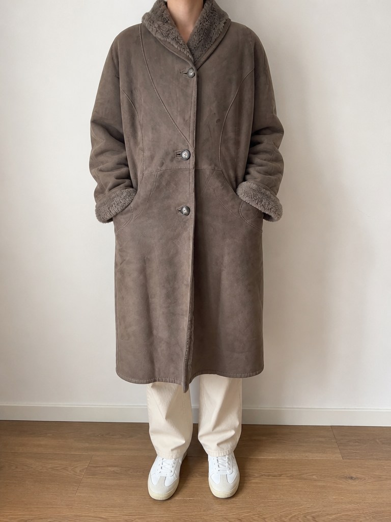 Marpel e Shearling Cappotto Vintage Y2K Marrone Pelle Lana (44) — foto 1