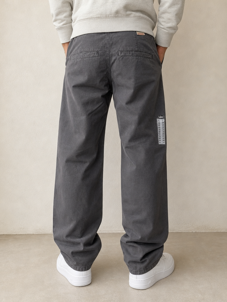 Pantaloni in Cotone Classici Lee Leesures Grey baggy Fit Vintage Y2K Uomo (S) - indossata retro