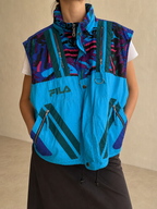 Gilet smanicato Fila Multicolore Vintage Y2K (XL) - indossata fronte