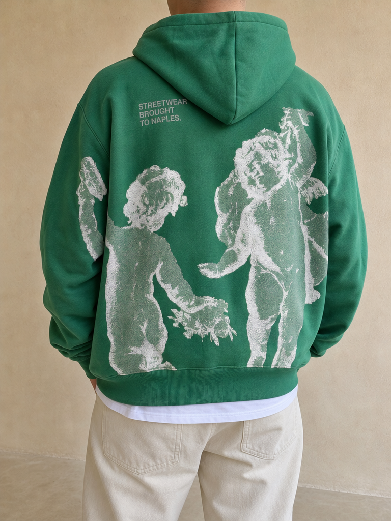 Felpa Angel Printed Green / Silver 361 NEW Vintage Y2K - indossata retro