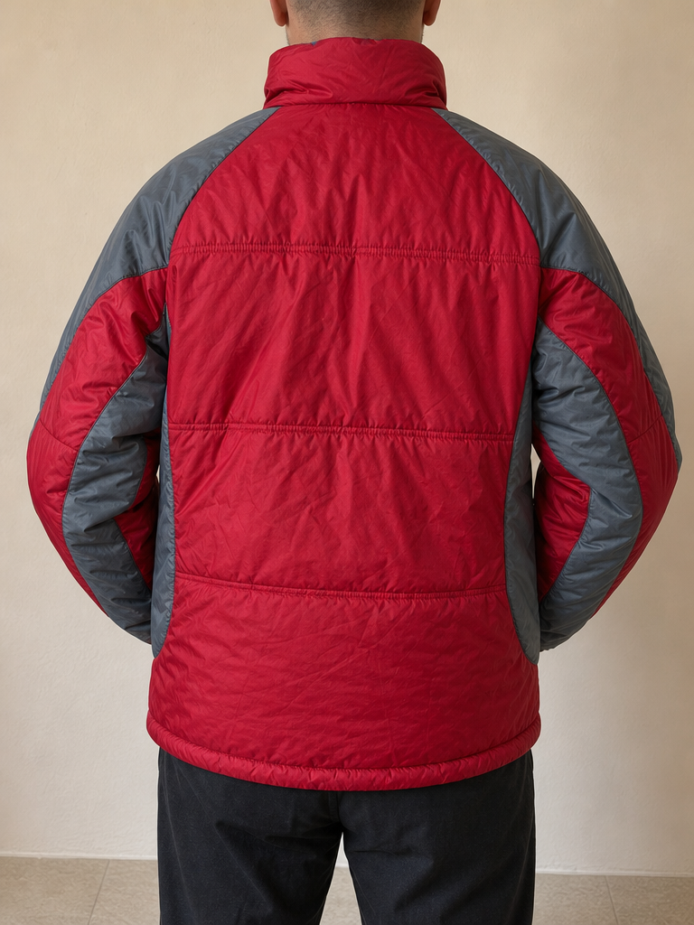 Helly Hansen Giacca Giubbino Piumino Hally Hansen Rosso Grigio Vintage Y2K Uomo (L) - indossata retro