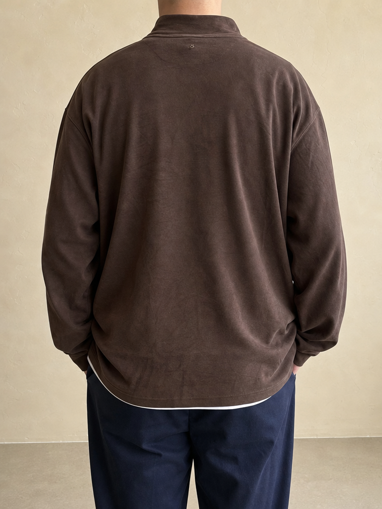 Maglione Ralph Lauren 1/4 Zip Brown Vintage Y2K Uomo (4XL) - indossata retro