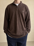 Maglione Ralph Lauren 1/4 Zip Brown Vintage Y2K Uomo (4XL) - indossata fronte