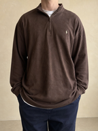 Maglione Ralph Lauren 1/4 Zip Brown Vintage Y2K Uomo (4XL) - indossata fronte