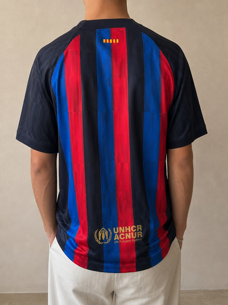 T-Shirt Nike x Barcellona - Barca - Football 90s 2000s American Style Vintage Y2K (L) - indossata retro