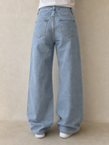Denim Light Blue Jeans Particular Flare Baggy Fit Vintage Y2K (XS) - indossata retro
