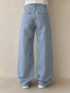 Denim Light Blue Jeans Particular Flare Baggy Fit Vintage Y2K (XS) - indossata retro
