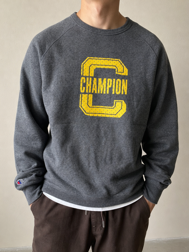 Felpa Girocollo - Crewneck Champion Vintage Y2K Uomo (S) - indossata fronte