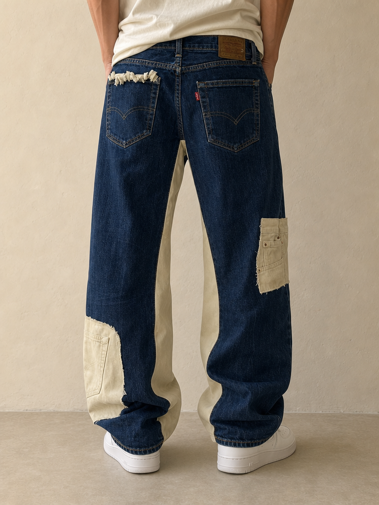 Levi's Jeans Denim Denim Levis Custom Washed Baggy Fit Vintage Y2K Uomo (M) - indossata retro