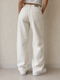 Jeans baggy donna avorio indossati - retro