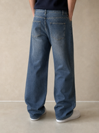 Denim Jeans Particular Washed Baggy Fit Vintage Y2K Uomo - indossata retro