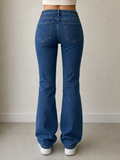 Denim Jeans Straight / Flared Fit Japan Style Printed Vintage Y2K Donna (XXS) - indossata retro