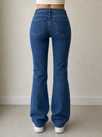 Denim Jeans Straight / Flared Fit Japan Style Printed Vintage Y2K Donna (XXS) - indossata retro