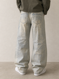 Jeans Baggy Oversize Acid Wash Giallo Blu Wide Leg Vintage Y2K Uomo - indossata retro