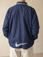 Giacca a vento Nike Zip intera Collo alto Blu navy Vintage Y2K (XXL) - indossata retro